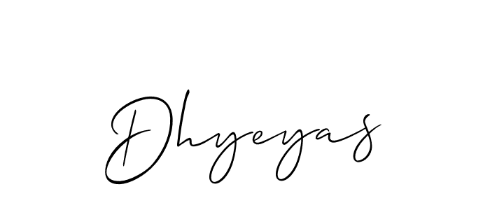 Also we have Dhyeyas name is the best signature style. Create professional handwritten signature collection using Allison_Script autograph style. Dhyeyas signature style 2 images and pictures png