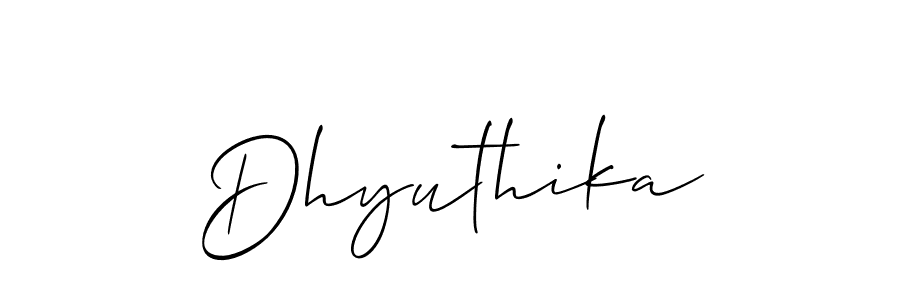 How to make Dhyuthika name signature. Use Allison_Script style for creating short signs online. This is the latest handwritten sign. Dhyuthika signature style 2 images and pictures png