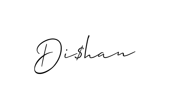 The best way (Allison_Script) to make a short signature is to pick only two or three words in your name. The name Di$han include a total of six letters. For converting this name. Di$han signature style 2 images and pictures png