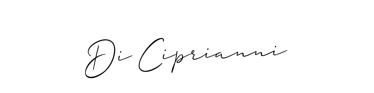 The best way (Allison_Script) to make a short signature is to pick only two or three words in your name. The name Di Ciprianni include a total of six letters. For converting this name. Di Ciprianni signature style 2 images and pictures png
