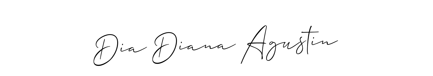 The best way (Allison_Script) to make a short signature is to pick only two or three words in your name. The name Dia Diana Agustin include a total of six letters. For converting this name. Dia Diana Agustin signature style 2 images and pictures png