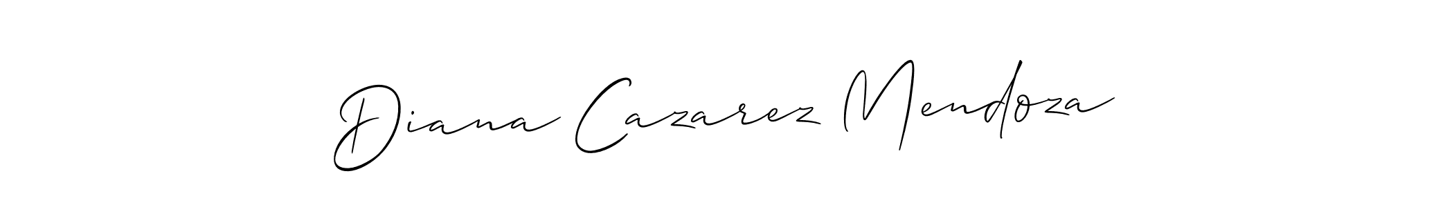 The best way (Allison_Script) to make a short signature is to pick only two or three words in your name. The name Diana Cazarez Mendoza include a total of six letters. For converting this name. Diana Cazarez Mendoza signature style 2 images and pictures png