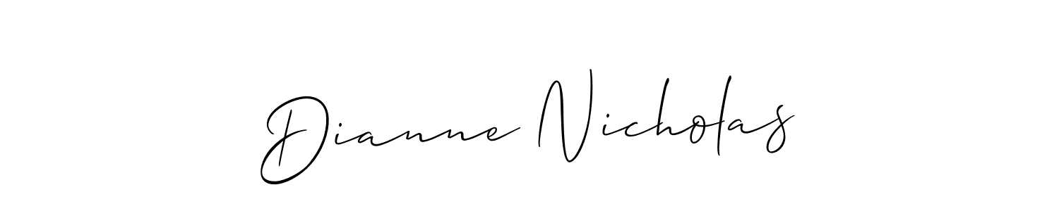 The best way (Allison_Script) to make a short signature is to pick only two or three words in your name. The name Dianne Nicholas include a total of six letters. For converting this name. Dianne Nicholas signature style 2 images and pictures png