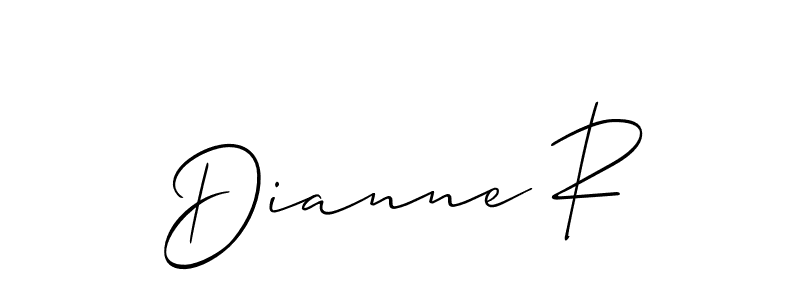 How to make Dianne R name signature. Use Allison_Script style for creating short signs online. This is the latest handwritten sign. Dianne R signature style 2 images and pictures png