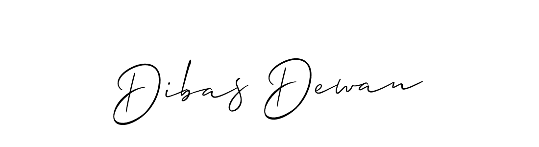 Make a beautiful signature design for name Dibas Dewan. With this signature (Allison_Script) style, you can create a handwritten signature for free. Dibas Dewan signature style 2 images and pictures png