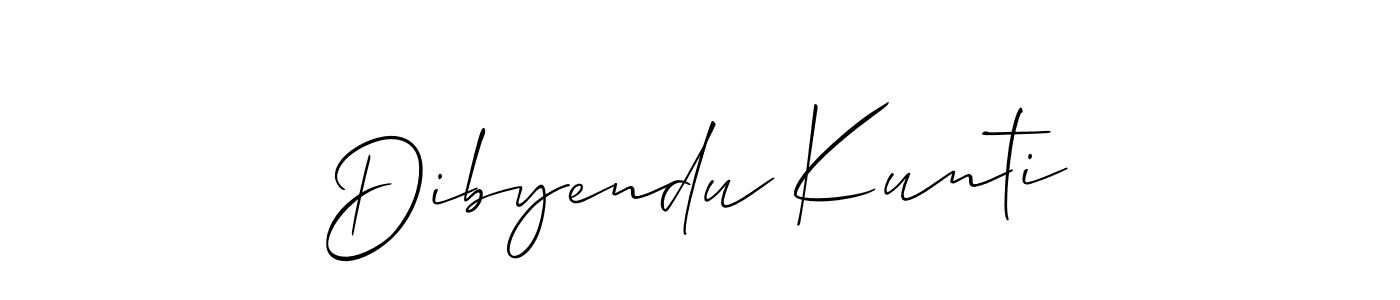Create a beautiful signature design for name Dibyendu Kunti. With this signature (Allison_Script) fonts, you can make a handwritten signature for free. Dibyendu Kunti signature style 2 images and pictures png