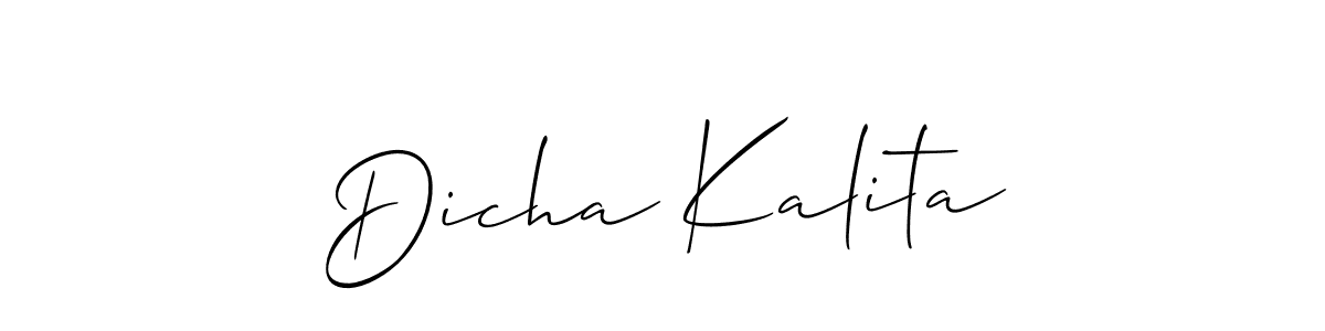 Also You can easily find your signature by using the search form. We will create Dicha Kalita name handwritten signature images for you free of cost using Allison_Script sign style. Dicha Kalita signature style 2 images and pictures png