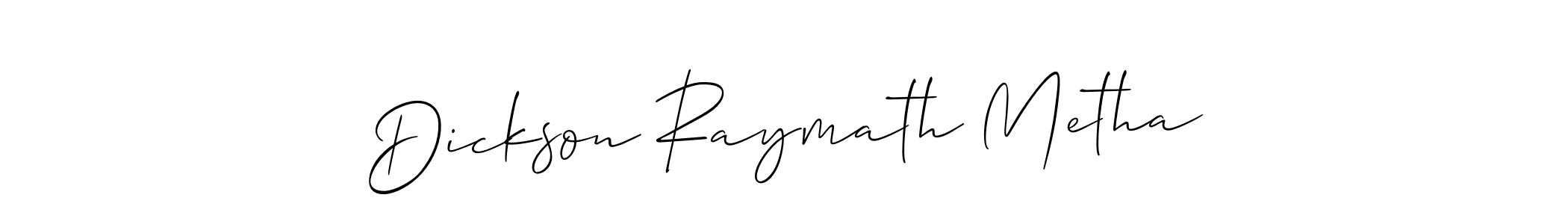 The best way (Allison_Script) to make a short signature is to pick only two or three words in your name. The name Dickson Raymath Metha include a total of six letters. For converting this name. Dickson Raymath Metha signature style 2 images and pictures png