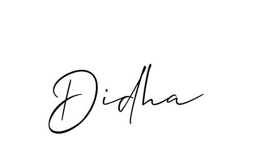 Use a signature maker to create a handwritten signature online. With this signature software, you can design (Allison_Script) your own signature for name Didha. Didha signature style 2 images and pictures png