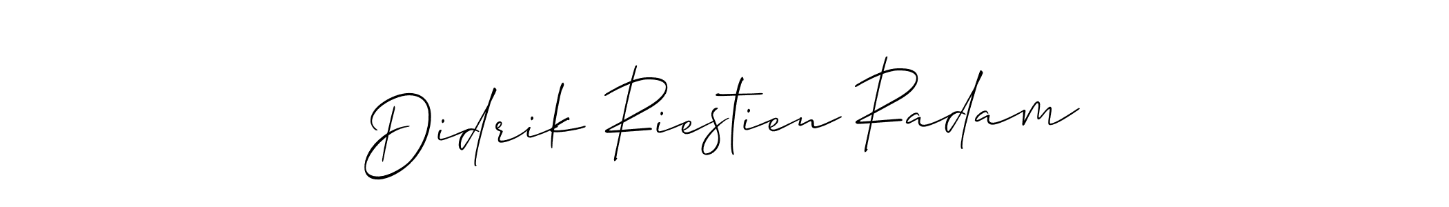 Allison_Script is a professional signature style that is perfect for those who want to add a touch of class to their signature. It is also a great choice for those who want to make their signature more unique. Get Didrik Riestien Radam name to fancy signature for free. Didrik Riestien Radam signature style 2 images and pictures png