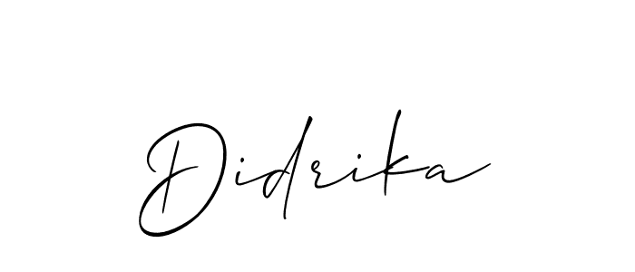 Make a short Didrika signature style. Manage your documents anywhere anytime using Allison_Script. Create and add eSignatures, submit forms, share and send files easily. Didrika signature style 2 images and pictures png