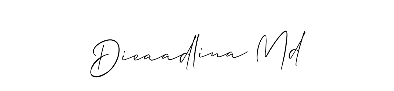 You should practise on your own different ways (Allison_Script) to write your name (Dieaadlina Md) in signature. don't let someone else do it for you. Dieaadlina Md signature style 2 images and pictures png