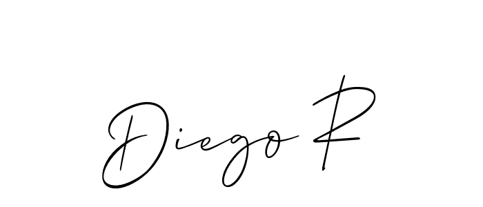 How to make Diego R name signature. Use Allison_Script style for creating short signs online. This is the latest handwritten sign. Diego R signature style 2 images and pictures png