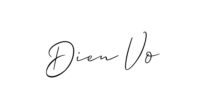 It looks lik you need a new signature style for name Dien Vo. Design unique handwritten (Allison_Script) signature with our free signature maker in just a few clicks. Dien Vo signature style 2 images and pictures png