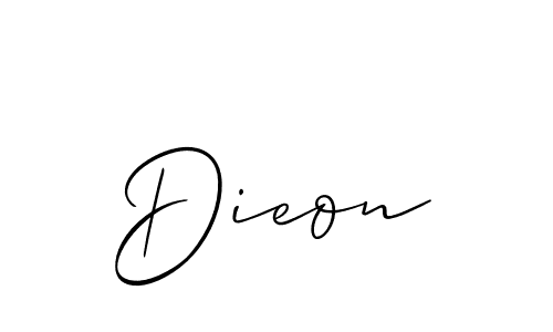 Make a beautiful signature design for name Dieon. With this signature (Allison_Script) style, you can create a handwritten signature for free. Dieon signature style 2 images and pictures png