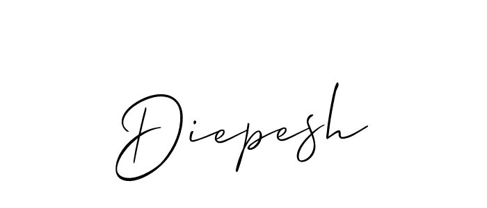 The best way (Allison_Script) to make a short signature is to pick only two or three words in your name. The name Diepesh include a total of six letters. For converting this name. Diepesh signature style 2 images and pictures png