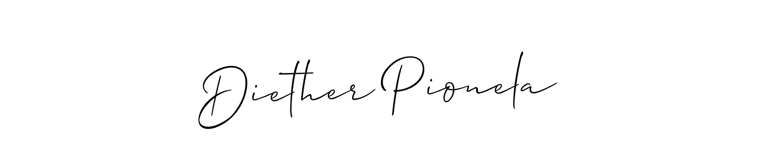 Make a beautiful signature design for name Diether Pionela. With this signature (Allison_Script) style, you can create a handwritten signature for free. Diether Pionela signature style 2 images and pictures png