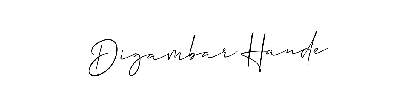 How to make Digambar Hande name signature. Use Allison_Script style for creating short signs online. This is the latest handwritten sign. Digambar Hande signature style 2 images and pictures png