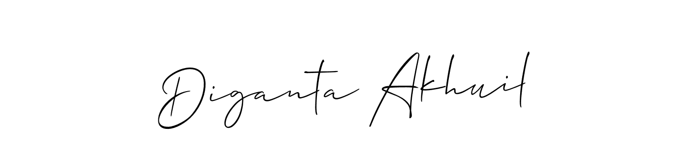 The best way (Allison_Script) to make a short signature is to pick only two or three words in your name. The name Diganta Akhuil include a total of six letters. For converting this name. Diganta Akhuil signature style 2 images and pictures png