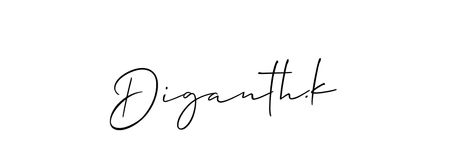 Make a beautiful signature design for name Diganth.k. With this signature (Allison_Script) style, you can create a handwritten signature for free. Diganth.k signature style 2 images and pictures png