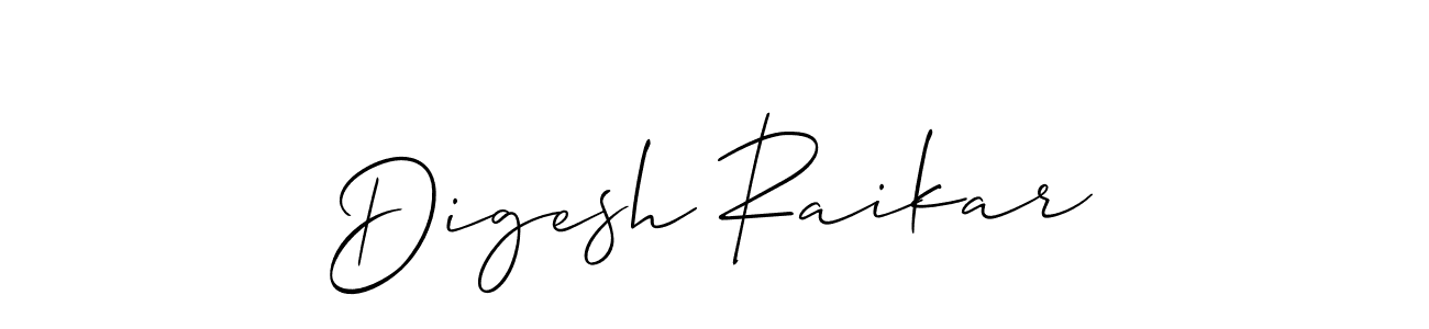 Use a signature maker to create a handwritten signature online. With this signature software, you can design (Allison_Script) your own signature for name Digesh Raikar. Digesh Raikar signature style 2 images and pictures png
