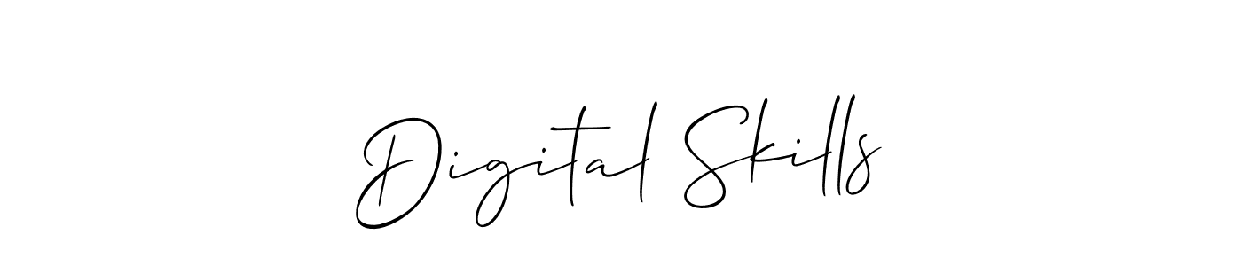 Similarly Allison_Script is the best handwritten signature design. Signature creator online .You can use it as an online autograph creator for name Digital Skills. Digital Skills signature style 2 images and pictures png