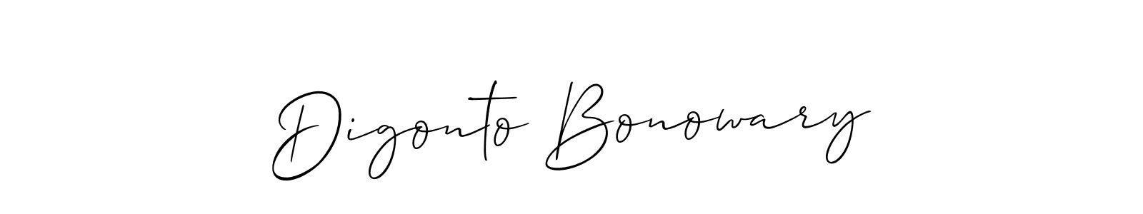 How to make Digonto Bonowary name signature. Use Allison_Script style for creating short signs online. This is the latest handwritten sign. Digonto Bonowary signature style 2 images and pictures png