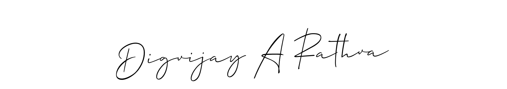 How to make Digvijay A Rathva signature? Allison_Script is a professional autograph style. Create handwritten signature for Digvijay A Rathva name. Digvijay A Rathva signature style 2 images and pictures png