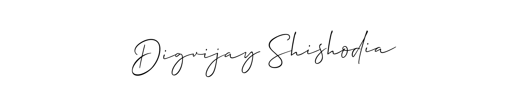 Create a beautiful signature design for name Digvijay Shishodia. With this signature (Allison_Script) fonts, you can make a handwritten signature for free. Digvijay Shishodia signature style 2 images and pictures png
