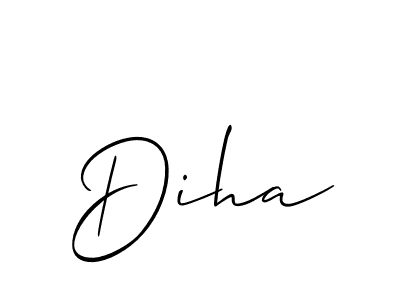 The best way (Allison_Script) to make a short signature is to pick only two or three words in your name. The name Diha include a total of six letters. For converting this name. Diha signature style 2 images and pictures png