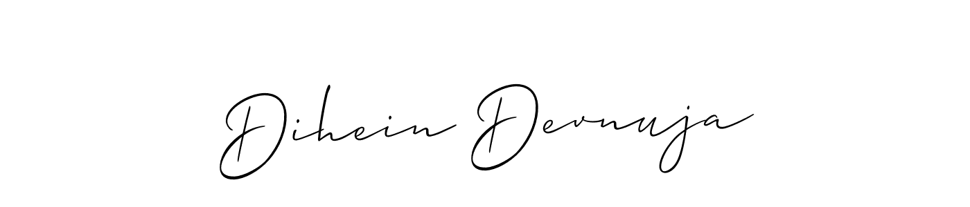How to make Dihein Devnuja name signature. Use Allison_Script style for creating short signs online. This is the latest handwritten sign. Dihein Devnuja signature style 2 images and pictures png