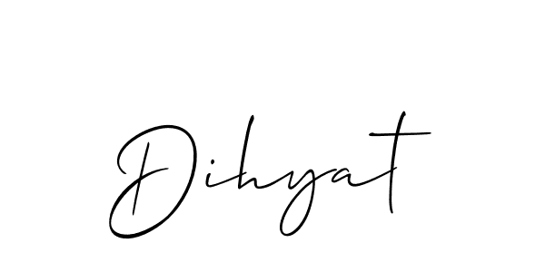 if you are searching for the best signature style for your name Dihyat. so please give up your signature search. here we have designed multiple signature styles  using Allison_Script. Dihyat signature style 2 images and pictures png
