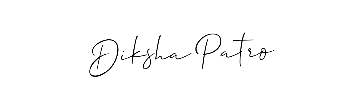 The best way (Allison_Script) to make a short signature is to pick only two or three words in your name. The name Diksha Patro include a total of six letters. For converting this name. Diksha Patro signature style 2 images and pictures png