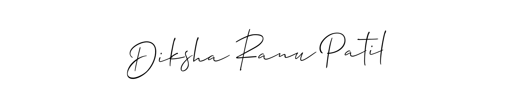 The best way (Allison_Script) to make a short signature is to pick only two or three words in your name. The name Diksha Ranu Patil include a total of six letters. For converting this name. Diksha Ranu Patil signature style 2 images and pictures png