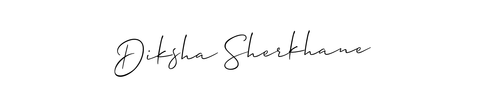 Allison_Script is a professional signature style that is perfect for those who want to add a touch of class to their signature. It is also a great choice for those who want to make their signature more unique. Get Diksha Sherkhane name to fancy signature for free. Diksha Sherkhane signature style 2 images and pictures png