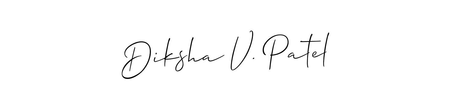 You should practise on your own different ways (Allison_Script) to write your name (Diksha V. Patel) in signature. don't let someone else do it for you. Diksha V. Patel signature style 2 images and pictures png