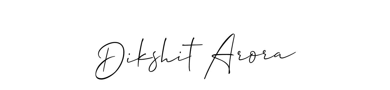 It looks lik you need a new signature style for name Dikshit Arora. Design unique handwritten (Allison_Script) signature with our free signature maker in just a few clicks. Dikshit Arora signature style 2 images and pictures png
