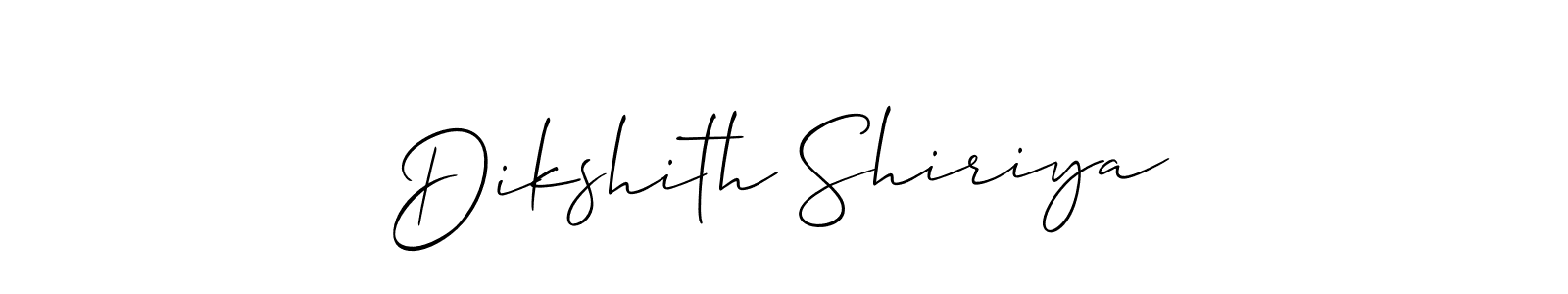 The best way (Allison_Script) to make a short signature is to pick only two or three words in your name. The name Dikshith Shiriya include a total of six letters. For converting this name. Dikshith Shiriya signature style 2 images and pictures png