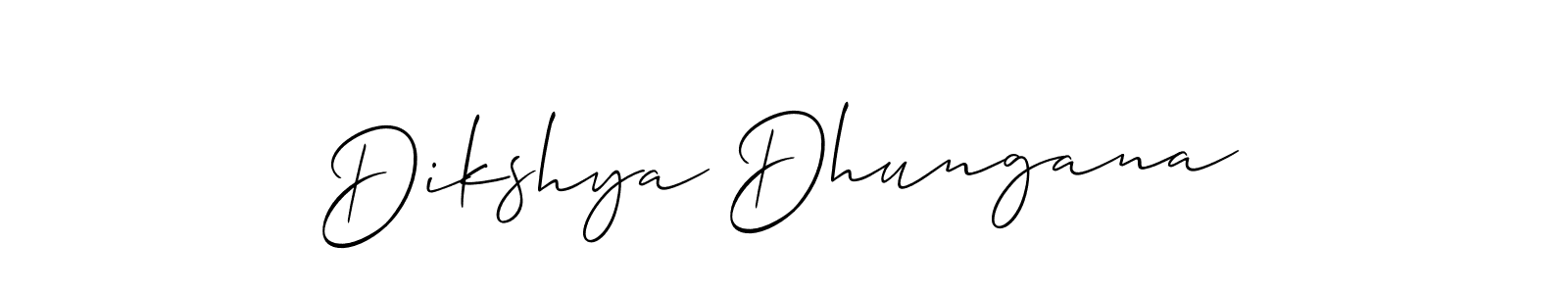 How to make Dikshya Dhungana name signature. Use Allison_Script style for creating short signs online. This is the latest handwritten sign. Dikshya Dhungana signature style 2 images and pictures png