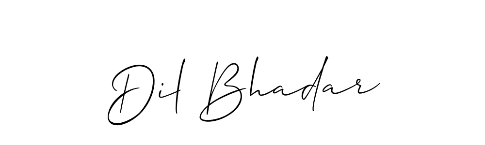 It looks lik you need a new signature style for name Dil Bhadar. Design unique handwritten (Allison_Script) signature with our free signature maker in just a few clicks. Dil Bhadar signature style 2 images and pictures png