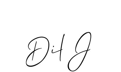 It looks lik you need a new signature style for name Dil J. Design unique handwritten (Allison_Script) signature with our free signature maker in just a few clicks. Dil J signature style 2 images and pictures png
