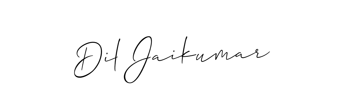 The best way (Allison_Script) to make a short signature is to pick only two or three words in your name. The name Dil Jaikumar include a total of six letters. For converting this name. Dil Jaikumar signature style 2 images and pictures png