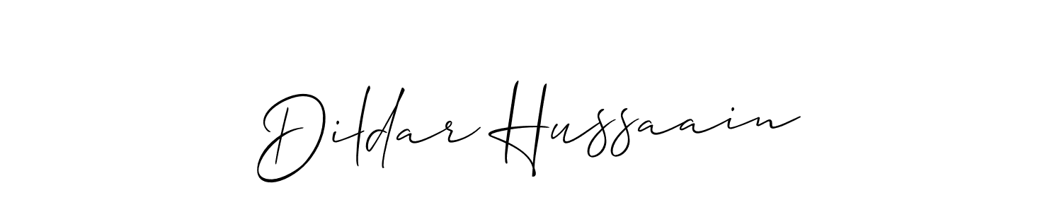 The best way (Allison_Script) to make a short signature is to pick only two or three words in your name. The name Dildar Hussaain include a total of six letters. For converting this name. Dildar Hussaain signature style 2 images and pictures png