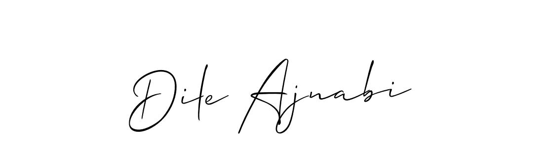 The best way (Allison_Script) to make a short signature is to pick only two or three words in your name. The name Dile Ajnabi include a total of six letters. For converting this name. Dile Ajnabi signature style 2 images and pictures png