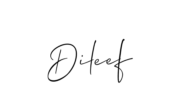 Make a beautiful signature design for name Dileef. With this signature (Allison_Script) style, you can create a handwritten signature for free. Dileef signature style 2 images and pictures png
