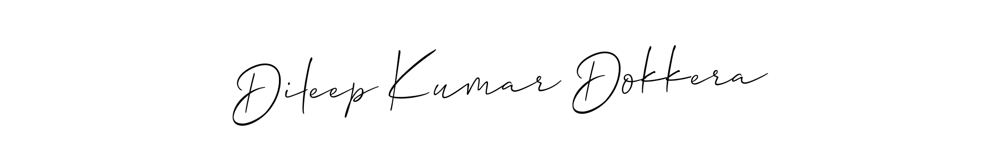Create a beautiful signature design for name Dileep Kumar Dokkera. With this signature (Allison_Script) fonts, you can make a handwritten signature for free. Dileep Kumar Dokkera signature style 2 images and pictures png