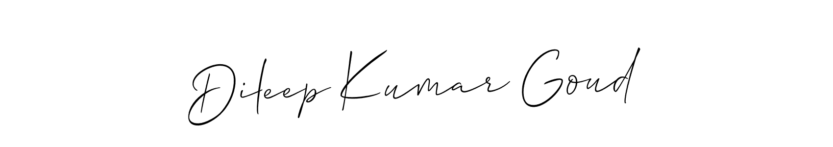 The best way (Allison_Script) to make a short signature is to pick only two or three words in your name. The name Dileep Kumar Goud include a total of six letters. For converting this name. Dileep Kumar Goud signature style 2 images and pictures png