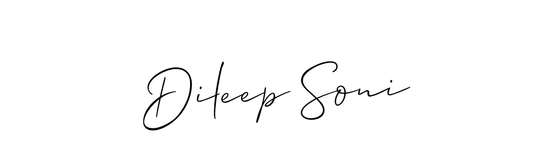 It looks lik you need a new signature style for name Dileep Soni. Design unique handwritten (Allison_Script) signature with our free signature maker in just a few clicks. Dileep Soni signature style 2 images and pictures png