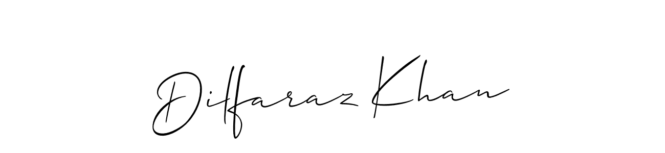 The best way (Allison_Script) to make a short signature is to pick only two or three words in your name. The name Dilfaraz Khan include a total of six letters. For converting this name. Dilfaraz Khan signature style 2 images and pictures png