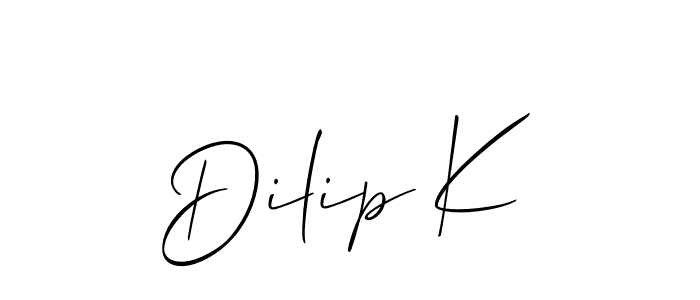 The best way (Allison_Script) to make a short signature is to pick only two or three words in your name. The name Dilip K include a total of six letters. For converting this name. Dilip K signature style 2 images and pictures png